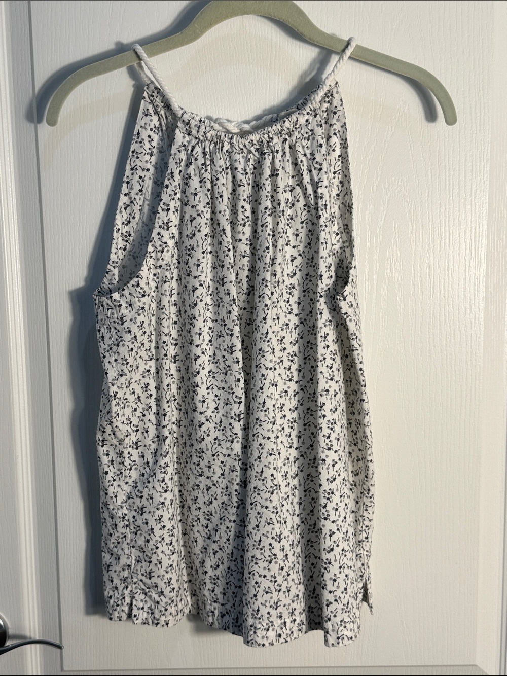 Loft Outlet Women's White Floral Halter Tank Top Rope Neck Size M